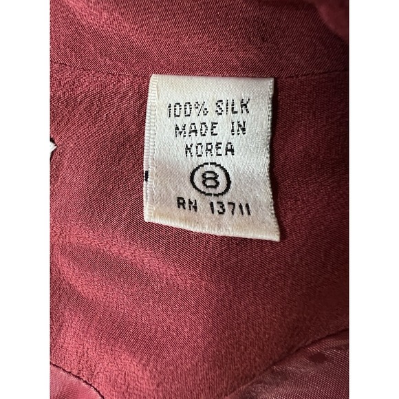 Valerie Steven's Pure Silk Pant Suit Size 8 Burgundy Lagenlook Business Preppy - Picture 3 of 14